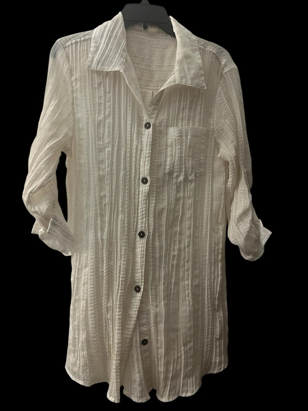 Woman’s Shirt dress Lightweight Long-Sleeve Button-Up Jacket - Cream
